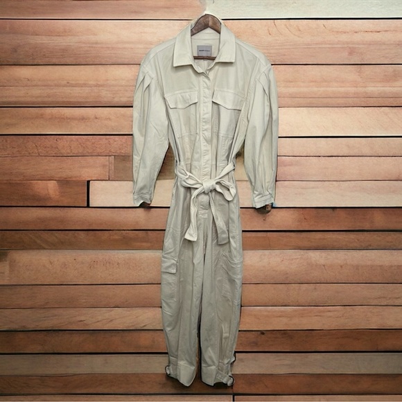 NWOT Banana Republic Andi Moleskin Flight Jumpsuit In Color Cream - Picture 2 of 12